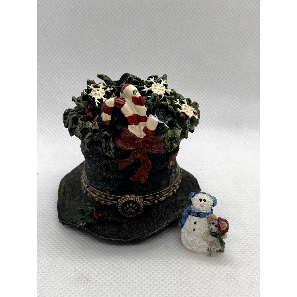 Boyds Bears Snowy’s Winter Magic Top Hat Hinged Treasure Trinket Box 2008